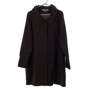 FLAX Brown Button Up Lightweight Lagenlook Jacket Women's Large